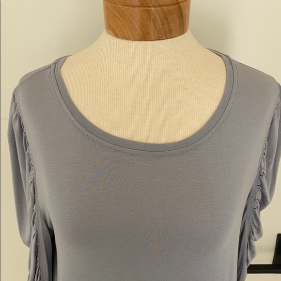 Harlowe & Graham Ruched sleeve top grey small - Picture 4 of 4
